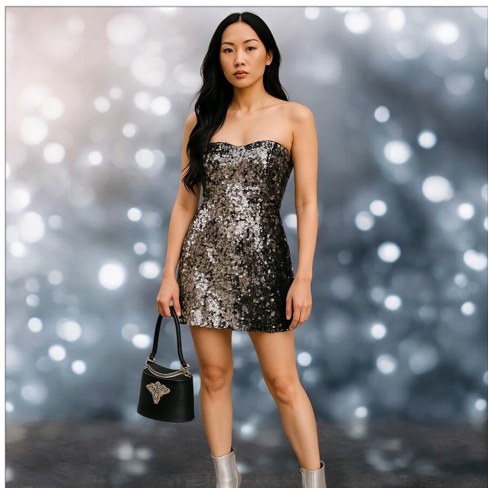 As u wish black/silver sequined dress